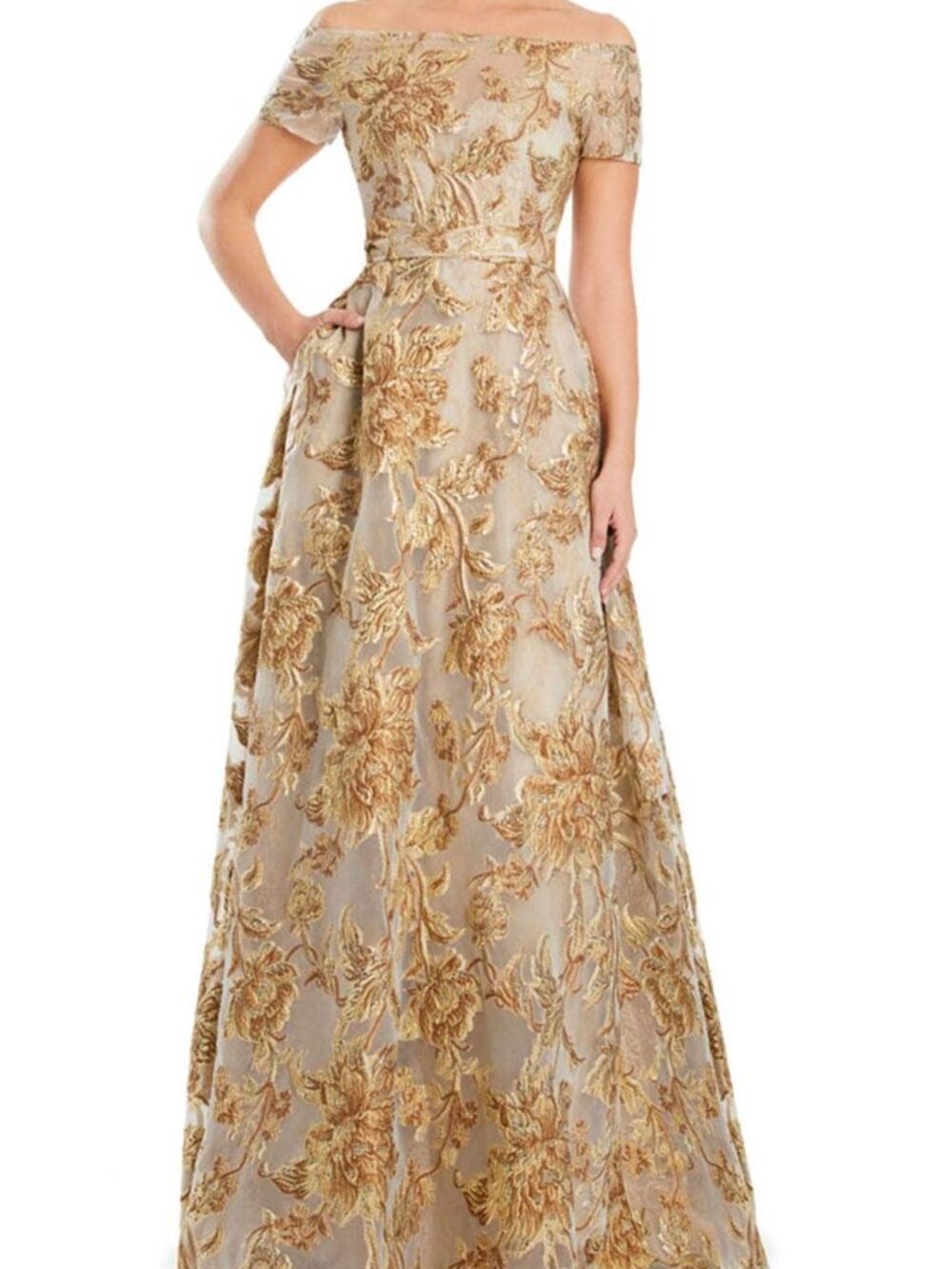 NWT Alexander by Daymor 3094S25 Embroidered Formal Gown Toffee Gold size 14